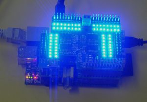 23017-4 plug in Raspberry Pi with our Rs-Pi 4Hub board 64 Blue LED "ON"
