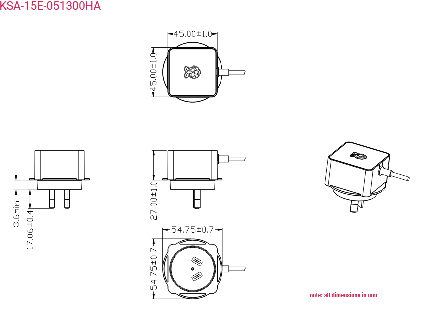 樹莓派 4B 官方電源(5.1V, 3A, USB-C, AU, 白色, 澳規):圖片 2